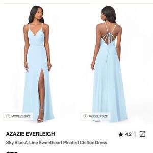 Azazie Everleigh Sky Blue Backless A-Line Dress